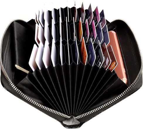 Easyoulife Womens Genuine Leather Credit Card Holder Wallet RFID Secure 36 Slots in Kuwait