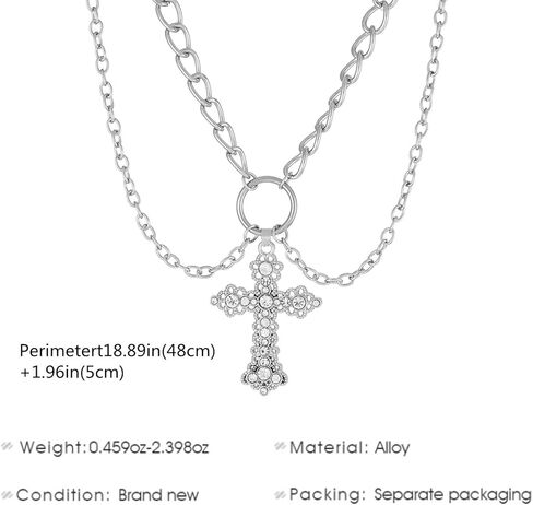 الصليب قلادة غير النظامية Y2k كبير الصليب تألق الماس الشرير تنوعا متعدد الطبقات سترة قلادة المرأة مجوهرات هدية in Kuwait