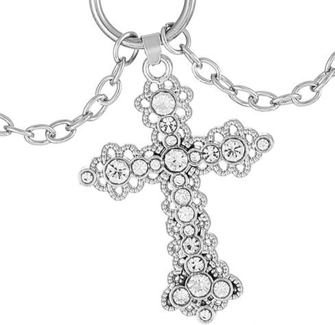 الصليب قلادة غير النظامية Y2k كبير الصليب تألق الماس الشرير تنوعا متعدد الطبقات سترة قلادة المرأة مجوهرات هدية in Kuwait
