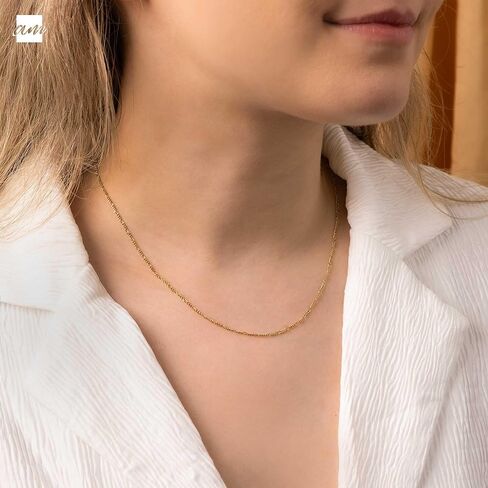 أمبرتا 18K مطلية بالذهب على الفضة الاسترليني 1.5 ملم سلسلة فيجارو قلادة أنماط مختلفة in Kuwait