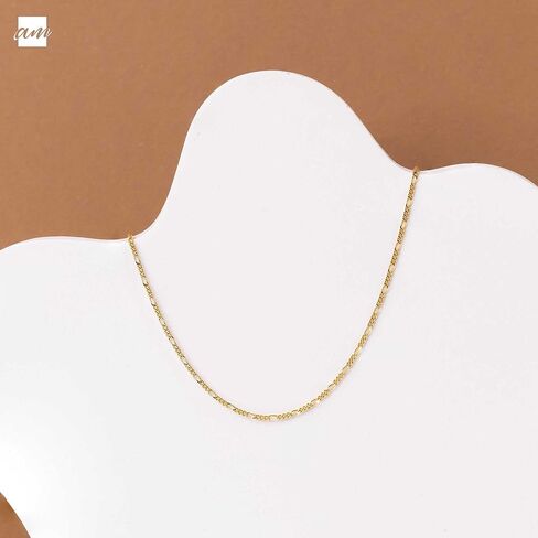 أمبرتا 18K مطلية بالذهب على الفضة الاسترليني 1.5 ملم سلسلة فيجارو قلادة أنماط مختلفة in Kuwait