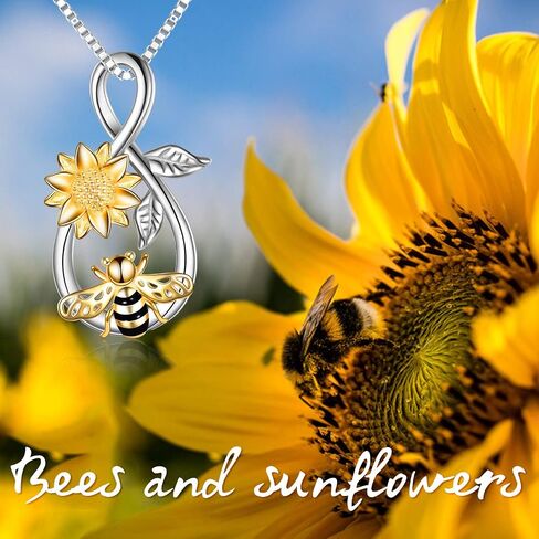 Bee Necklace Sterling Silver Infinity Love Bee Pendant Necklace with Rose Flower Jewelry Gifts for Women Teens in Kuwait