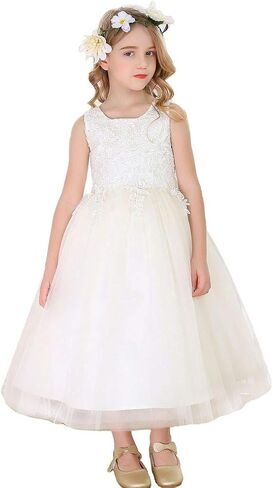Bow Dream Lace Flower Girl Dress Wedding First Holy Communion Baptism Dresses in Saudi Arabia