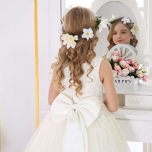 Bow Dream Lace Flower Girl Dress Wedding First Holy Communion Baptism Dresses in Saudi Arabia