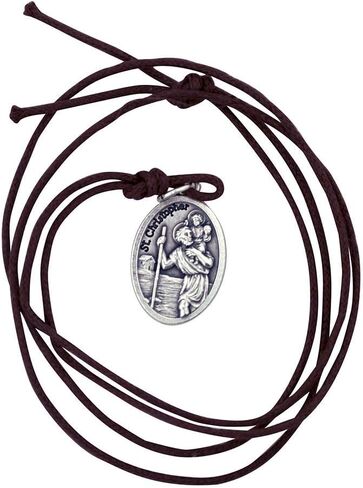St. Christopher Medal Necklace | Comes with Cord and Prayer Card for Confirmation | Christian Jewelry (Saint Christopher) in Saudi Arabia