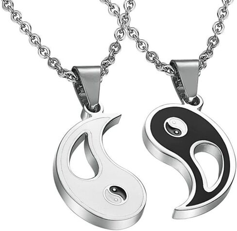 1 Pair Matching Tai Pendant Necklace Yin and Yang Couple Chain Puzzle Necklaces Jewelry Gift for Friendship Couples, 2.4x2.2cm (5516TL36E26Z1) in Saudi Arabia