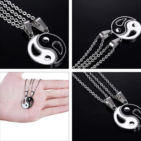 1 Pair Matching Tai Pendant Necklace Yin and Yang Couple Chain Puzzle Necklaces Jewelry Gift for Friendship Couples, 2.4x2.2cm (5516TL36E26Z1) in Saudi Arabia