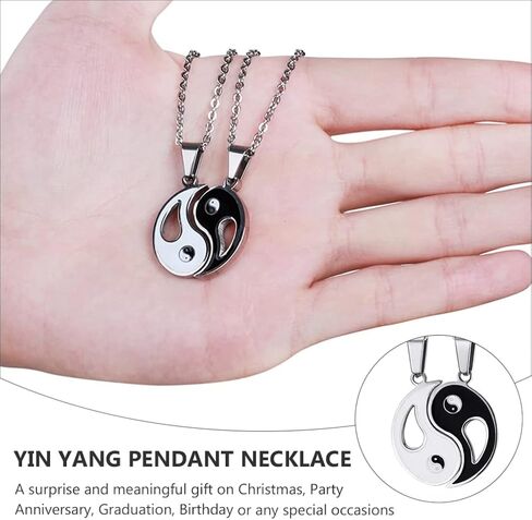 1 Pair Matching Tai Pendant Necklace Yin and Yang Couple Chain Puzzle Necklaces Jewelry Gift for Friendship Couples, 2.4x2.2cm (5516TL36E26Z1) in Saudi Arabia