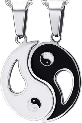 1 Pair Matching Tai Pendant Necklace Yin and Yang Couple Chain Puzzle Necklaces Jewelry Gift for Friendship Couples, 2.4x2.2cm (5516TL36E26Z1) in Saudi Arabia