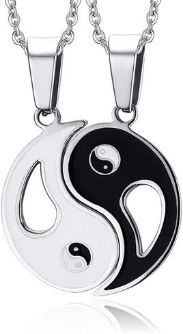 1 Pair Matching Tai Pendant Necklace Yin and Yang Couple Chain Puzzle Necklaces Jewelry Gift for Friendship Couples, 2.4x2.2cm (5516TL36E26Z1) in Saudi Arabia