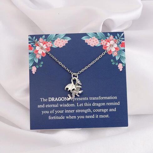 ENSIANTH Dragon Necklace Dragon Lover Gift Animal Lover Gift Inspirational Dragon Jewelry for Friend in Saudi Arabia