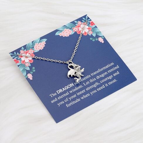 ENSIANTH Dragon Necklace Dragon Lover Gift Animal Lover Gift Inspirational Dragon Jewelry for Friend in Saudi Arabia
