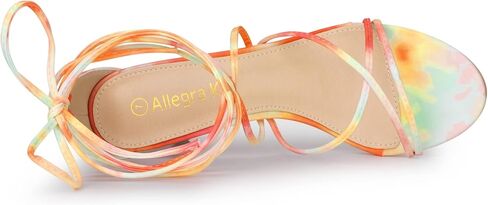 Allegra K Women's Strappy Tie Dye Heels Lace Up Kitten Heel Sandals in Saudi Arabia