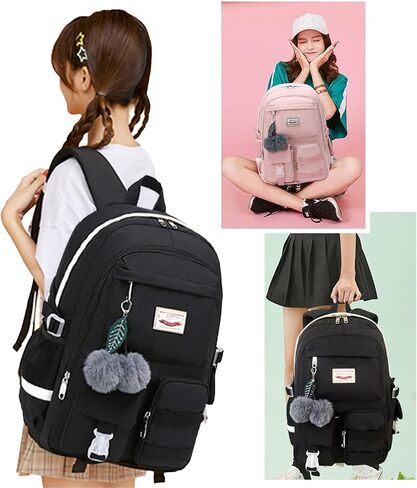 Oslimea Backpack for School Girls Backpacks Teens School Bag Cute Bookbag for Middle School High School Waterproof Laptop Backpack for Travel, Pink in Saudi Arabia
