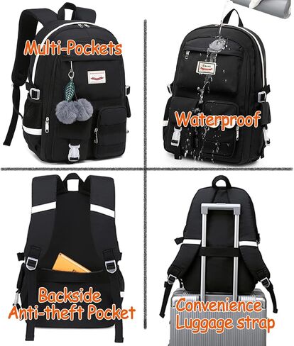 حقيبة ظهر Oslimea للمدرسة للفتيات وحقائب الظهر للمراهقين وحقيبة كتب لطيفة للمدرسة المتوسطة والثانوية المقاومة للماء للكمبيوتر المحمول للسفر، باللون الوردي in Kuwait