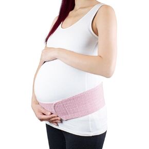 Bracoo Maternity Belt & Post Partum Waist Binder - Adjustable Belly Band for Pregnancy - Relieve Tired Muscles, Support for Prenatal and Postpartum Comfort, MS61, Pink, One Size