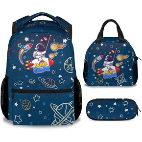 School Backpack for Girls, 17 Inch Blue Planet Backpacks for Kids, Cute Lightweight Bookbag for Middle School