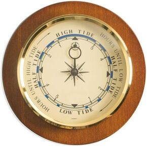 Bey Berk Tide Clock On 9" Cherry Wood with Brass Bezel