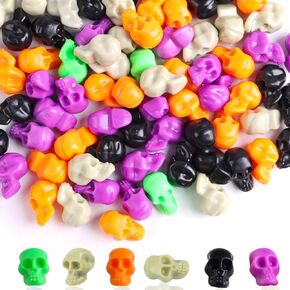 KIMOBER 100PCS Mini Skulls Heads Miniature Figurines,Multicolor Small Plastic Realistic Halloween Skeleton Prank Props for Party Bar Home Table Decorations(5 Colors) in Saudi Arabia