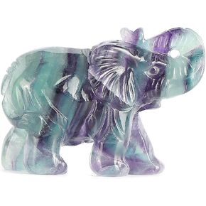 Artistone Yellow Tiger's Eye Crystal Elephant Statue Figurines Crafts Hand Carved Healing Reiki Pocket Gemstone Animal Sculpture Home Decor Desk Ornaments with Gift Box 2 Inch