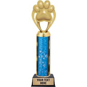 11" Gold Paw Print Trophies - Customized Paw Print Trophy Awards Prime