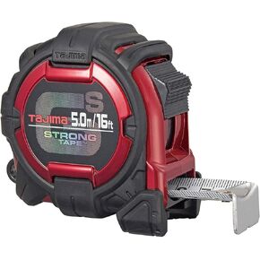 TAJIMA Tape Measure - SAE & Metric Scale 16ft/5m x 1 inch GS-Lock Measuring Tape with Acrylic Coated Blade & Safety Belt Holder - GSSF-165MBW