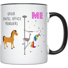 YouNique Designs Dental Office Manager Mug, 11 Ounces, Dental Office Management, Dental Office Manager Gifts (Black Handle)