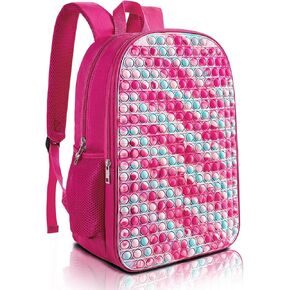 kids backpack Large Pop it Fidget Toys backpack suitable for 4-8 8-12 years old boys and girls Back to school, elementary school, middle school, 17" (Girly pink)