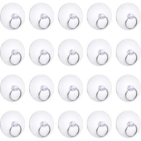 20Pcs 50mm Suction Cup with Ring, 1.96 Inch Clear Ring Suction Cup Sucker for Window Wall Hook Hanger