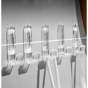 Adhesive Wall Hooks 12 Pcs Utility J Hook Heavy Duty Wall Hangers for Towel Keys Bags Transparent Acrylic Hook for Backpack Hat Scarf Drill and Nail Free Storage Hooks for Kitchen Bathroom Porch