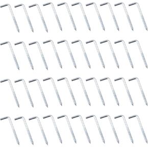 100 Pcs L Hook Self Tapping Screws Carbon Steel Square Shouldered Dresser Screws Hooks Carbon Steel Right-Angle Hook for Hanging