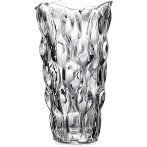 Wavy Glass Vase for Flower Centerpiece,Thickened Floral Vase for Home Office Party and Wedding Decor(Gray)