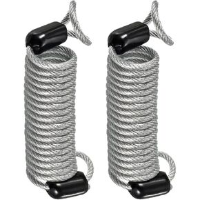 2 Pack Disc Lock Security Steel Cable - Plastic Coated Spring Reminder Wire Anti-Theft Rope, Apply to Outdoors Protection (2.5mmx1m, Transparent)