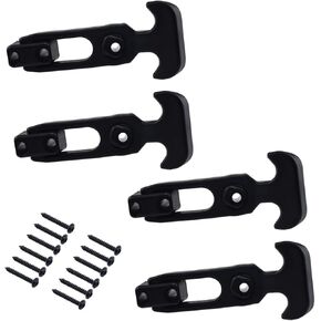 Rubber T-Handle Hasp Flexible Draw Latch with Screwsfor Replacement Toolbox, Cooler, Golf Cart, Hood, Hatch - 4pcs (300N)