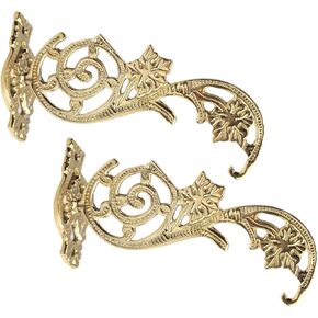 Needzo Ornate Brass Wall Hooks, Catholic Chuch Decor Mount for Shelf or Cesner, 5 Inches (Pack of 2)