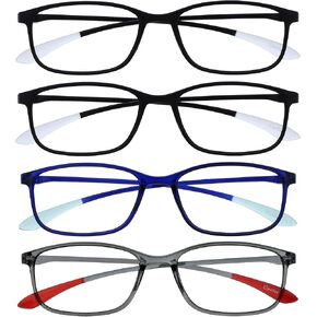 OPULIZE Ice 4 Pack Super Lightweight Reading Glasses Black Blue Grey Red Womens Mens RRRR61-137Z