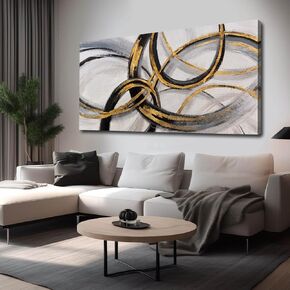 SOUGUAN Misty Forest Wall Art/Living Room Wall Decorations/Black Art 24 x 48 Inch/Plant Oil Painting for Bedroom Kitchen Office Home Decor