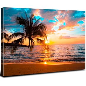 Nature Wall Art Forest Landscape Picture Oak Tree Canvas Print Artwork for Living Room Bedroom Vintage Green Mountain Sunrise Wall Decor Morning Sunlight Framed Painting Bathroom Home Decoration 12x16