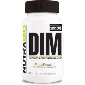 NutraBio DIM Supplement, Supports Estrogen Balance, 100mg - 60 Vegetable Capsules