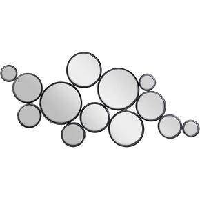 Deco 79 Metal Abstract Room Wall Mirror Bubble Cluster Entryway Mirror, Wall Mounted Mirror 24" x 1" x 52", Black