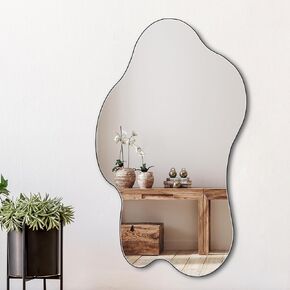 Full Length Mirror 63"x23.6" Irregular Wall Mounted Mirror, Large Asymmetrical Beveled Edge Frameless Mirror for Living Room Bathroom Bedroom Entryway Decoration