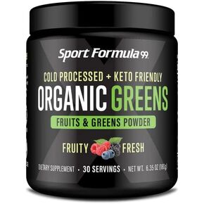 Organic Greens Superfood Powder, Cold Pressed Vegan and Keto Powder, Non-GMO, Low Calorie Daily Green Juice Powder
