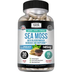 Kaya Naturals Sea Moss | Joint Supplement for Men and Women | with Organic Burdock Root, Irish Moss, Bladderwrack, and BioPerine | for Joint Health and Immune Boost, 30 Count
