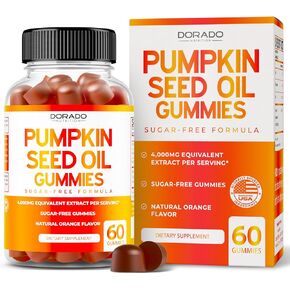 Pumpkin Seed Oil Gummies - 4,000mg Pumpkin Seed Oil For Hair Growth and Bladder Control - Sugar Free Gummy - Delicious & Natural Orange Flavor - Non GMO - Gluten Free - Vegan Supplement - (60 Gummies)