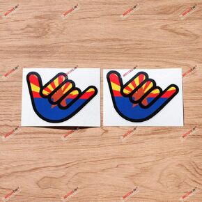 Shaka Sign Hang Loose Hawaii Arizona State Flag Decal Sticker Vinyl - 2 Pack Glossy, 4 Inches - for Car Boat Laptop