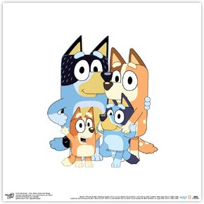 Trends International Gallery Pops Bluey - Dad, Mum, Bluey and Bingo Wall Art, Black Framed Version, 12'' x 12''