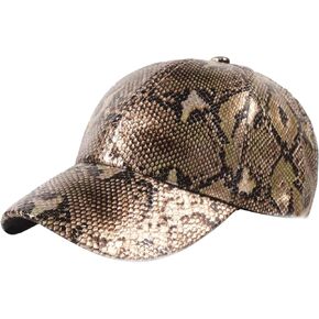 LABANCA Unisex Snakeskin Baseball Cap PU Leather Casual Trucker Baseball Cap Hat