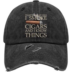 That's What I Do I Smoke Cigars and I Know Things Hat for Mens Baseball Caps Classic Washed Ball Cap Cotton