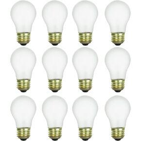 Sunlite 41622 Incandescent Appliance A15 Light Bulb, 15 Watts, 70 Lumens, Medium Base (E26), Dimmable, Mercury Free, 2600K Warm White, Frost, 24 Count