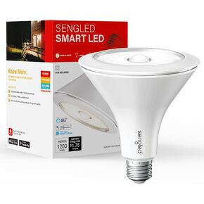 Sengled Smart Flood Light Bulbs work with SmartThings Hub, Echo 4th, Echo Plus, Alexa, Google, Zigbee Hub Required, PAR38 Led Bulb Motion Sensor Light Outdoor, Dusk to Dawn, 3000K, 1200LM, 1 Pack